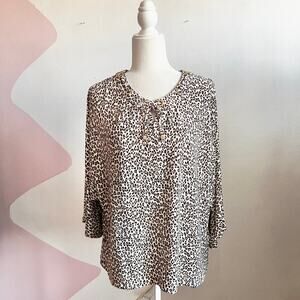 Chico’s Leopard Print Top Blouse‎ Animal Print Size 2 Large Retro 90s